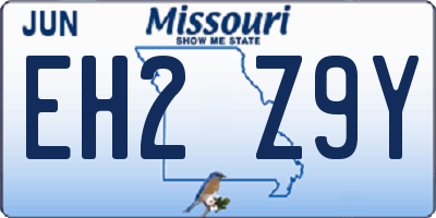 MO license plate EH2Z9Y