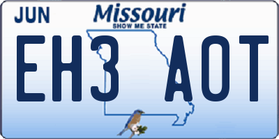 MO license plate EH3A0T