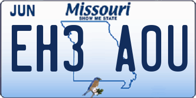 MO license plate EH3A0U