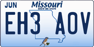 MO license plate EH3A0V