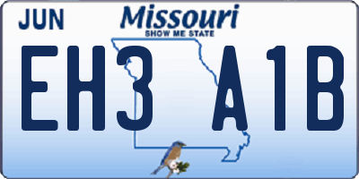 MO license plate EH3A1B