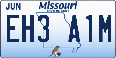 MO license plate EH3A1M