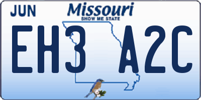 MO license plate EH3A2C