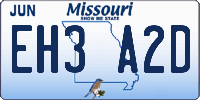 MO license plate EH3A2D