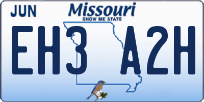 MO license plate EH3A2H