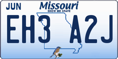 MO license plate EH3A2J