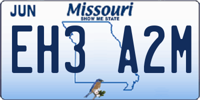 MO license plate EH3A2M