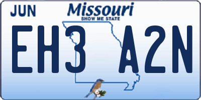 MO license plate EH3A2N