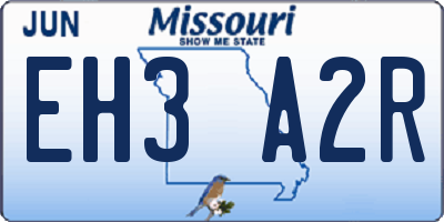 MO license plate EH3A2R