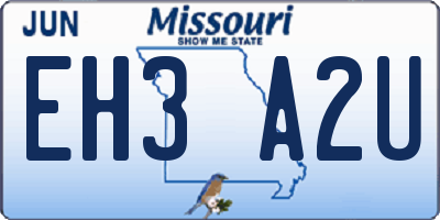 MO license plate EH3A2U