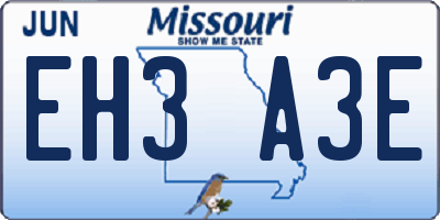 MO license plate EH3A3E