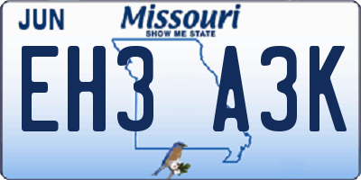 MO license plate EH3A3K