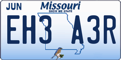 MO license plate EH3A3R