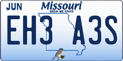 MO license plate EH3A3S