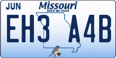 MO license plate EH3A4B