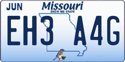 MO license plate EH3A4G