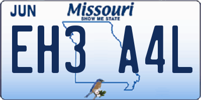 MO license plate EH3A4L