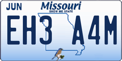 MO license plate EH3A4M