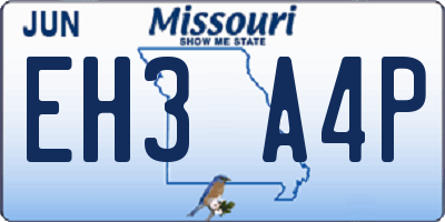 MO license plate EH3A4P