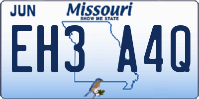 MO license plate EH3A4Q