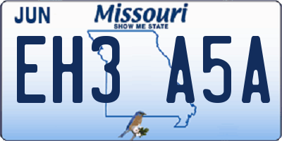 MO license plate EH3A5A