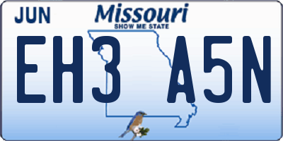 MO license plate EH3A5N