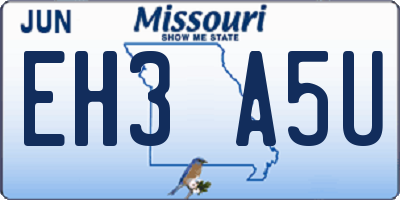 MO license plate EH3A5U