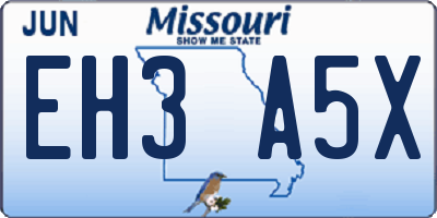 MO license plate EH3A5X