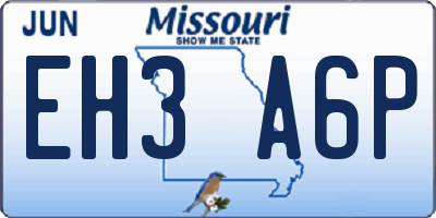 MO license plate EH3A6P
