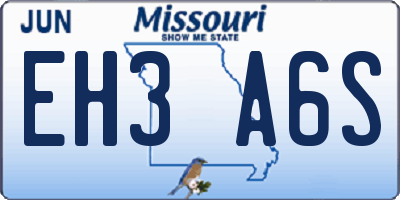 MO license plate EH3A6S