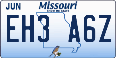 MO license plate EH3A6Z