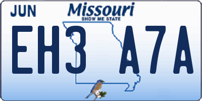 MO license plate EH3A7A