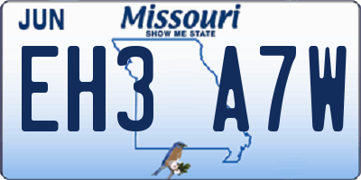 MO license plate EH3A7W