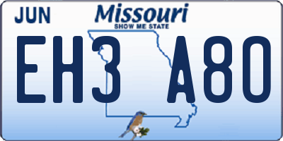 MO license plate EH3A8O
