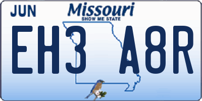 MO license plate EH3A8R