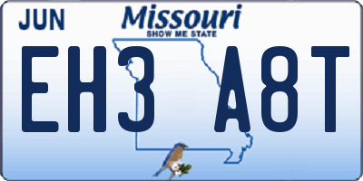 MO license plate EH3A8T