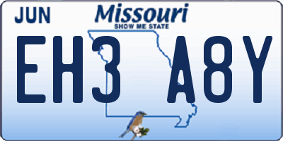 MO license plate EH3A8Y