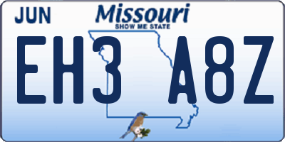 MO license plate EH3A8Z