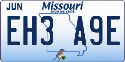 MO license plate EH3A9E