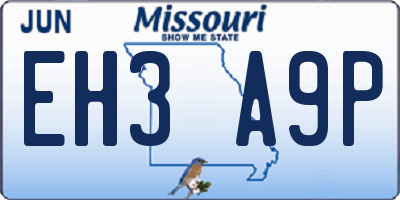 MO license plate EH3A9P