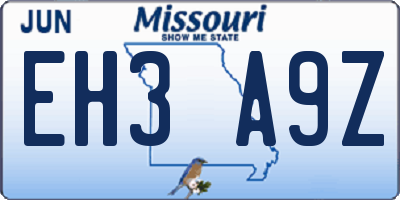 MO license plate EH3A9Z