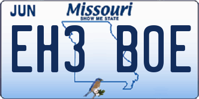 MO license plate EH3B0E
