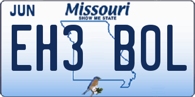 MO license plate EH3B0L