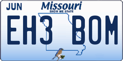 MO license plate EH3B0M