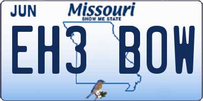 MO license plate EH3B0W