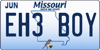 MO license plate EH3B0Y