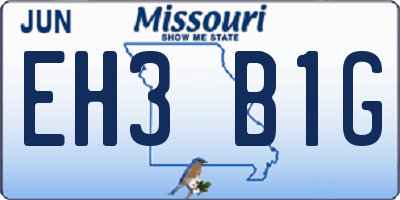 MO license plate EH3B1G