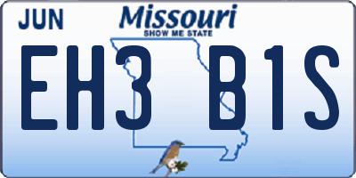 MO license plate EH3B1S