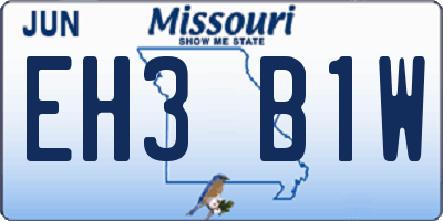 MO license plate EH3B1W