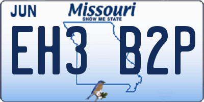 MO license plate EH3B2P